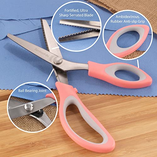JubileeYarn Titanium Softgrip Scissors Set - Pinking, Sewing, Arts, Crafts, Office - 3 Sets of 4 - Pink - color: 4pc Pink, size: 3 Sets