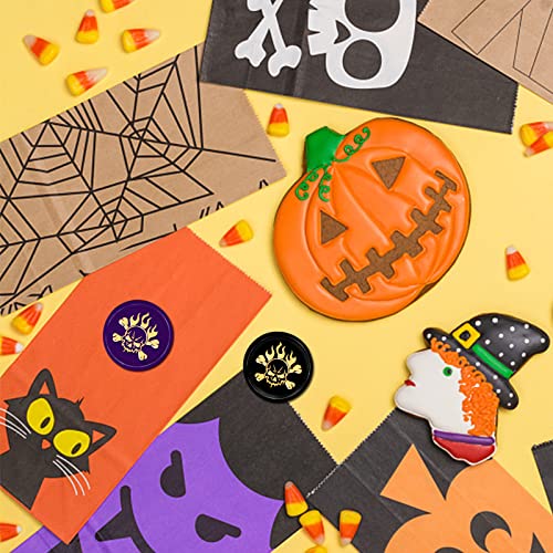 CRASPIRE Skull Wax Seal Stamp Halloween Sealing Wax Stamps Flame 30mm Retro Vintage Removable Brass Stamp Head with Wood Handle for Wedding Invitations Christmas Thanksgiving Gift Packing - style: Halloween Skull Flame
