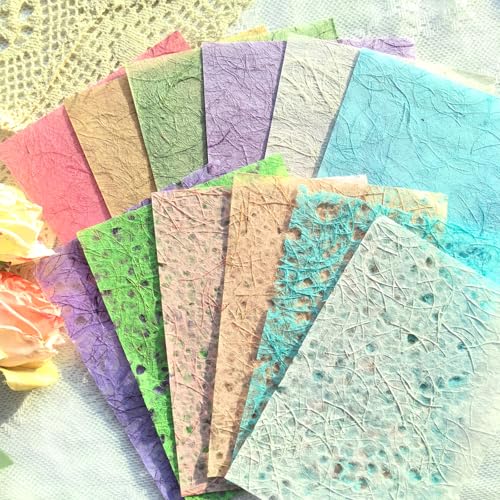 A5 36 Sheets Textured Scrapbook Paper & Mesh Fabric Set, Handmade Craft Paper for Scrapbooking, Junk Journal Supplies, Card Making, Decoupage, Collage & Gift Embellishments - color: Colorful Mix Materials