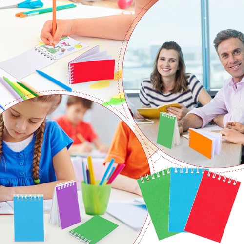 Hooqict 24 Pack Small Pocket Notebook Mini Notebooks Bulk Small Spiral Notepads with 8 Colors, Memo Note Pads for Kids, Work, Office, School, 3.9 x 2.4 Inches - style: Multicolor