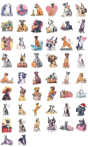 100 PCS Great Dane Stickers Pack – Waterproof Dog Decals for Water Bottles, Laptops, Phones, Notebook, Cars – Cool Vibrant Graphics for Great Dane Enthusiast - color: Great Dane