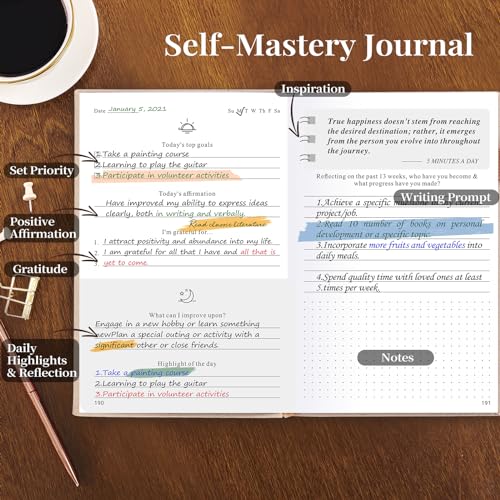 5 MINUTES A DAY Self-Care Journal, Wellness & Daily Reflection Notebook – Mental Health & Anxiety Guided Journal for Women – Self Care Planner, ADHD Planner with Mood Tracker – (Beige) - color: Beige