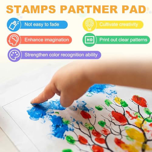 MECCANIXITY Ink Pads for Stamps, 3.7x2.2 Inch Fabric Ink Pad for Cloth, Wood, Paper, Fingerprint, DIY Card Making, Lake Blue - color: Lake Blue