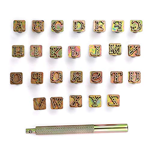 OwnMy 27PCS Leather Stamping Tools Kit, 9.5mm Capital Letters Stamps Set - size: 9.5mm - 27pcs