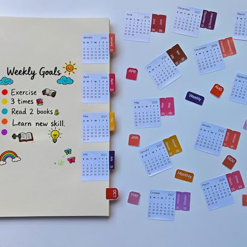 Calendar Stickers Planner Monthly Stickers Self Adhesive Index Tabs for Daily Planners & Journals, Work, School, or Home Management (Blossom) - color: Blossom