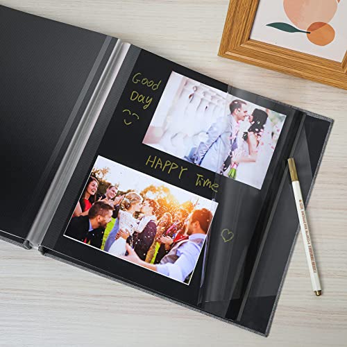 Spbapr Large Photo Album Self Adhesive Linen Cover Magnetic Scrapbook Album DIY Scrap Book 40 Black Sticky Pages for 3x5 4x6 5x7 8x10 Pictures with A Metal Pen 11"x10.6" 40pages - color: Grey, size: 11''x10.6''40pages