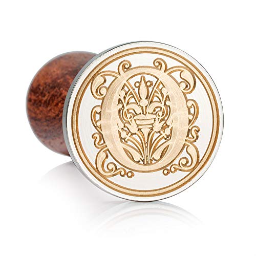 Mceal Wax Seal Stamp, Large Seal 1 1/5"(30mm) Dia, Silver Brass Head with Wooden Handle, Regal Letter A to Z Series (Letter O) - color: O