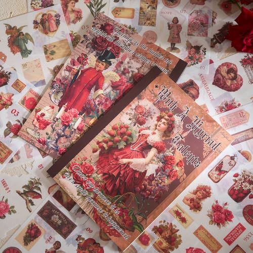 Rose Stickers for Scrapbooking Supplies, 550+ Vintage Stickers for Junk Journal Pre-Cut Ephemera Sticker Book for Adults Aesthetic Flower Lable Washi Sticker for Journaling DIY Arts Crafts - color: Colorful Rose