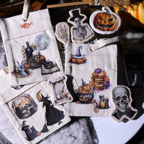 CATaireen Rub on Transfers for Crafts Vintage Scrapbooking Stickers Small Decals Adults Journaling DIY Supplies Use for Fabric Paper Wood Stone Canvas Acrylic Cloth (Halloween) - style: Halloween