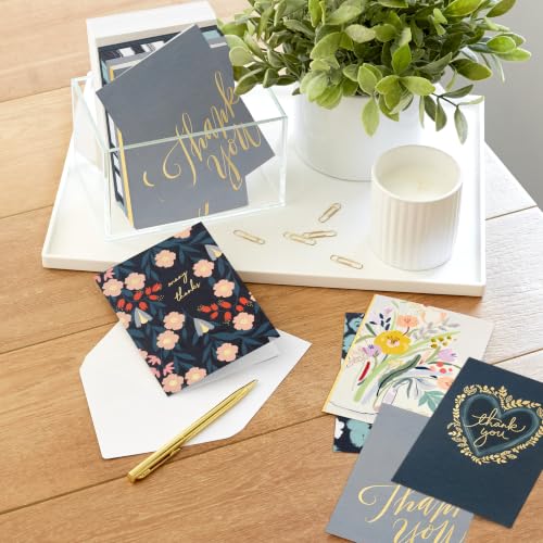 Hallmark Bulk Thank You Cards, Assorted 48-Pack (Foil Hearts and Flowers)