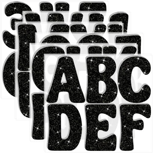 Bulletin Board Letters 74 PCS Glitter Letter Stickers Large 5 Inch, Black - color: Black, size: 5 Inch