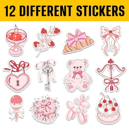 (12pcs-3in) Pink Valentine Sticker Stickers Sweet Romantic Love Gifts Set - color: Vlt10g, size: 3 Inches