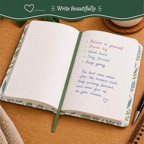 WORLD TRAVELER Eccolo A5 Lined Journal 256 Ivory Pages Lay Flat 6x8 - color: Greenery
