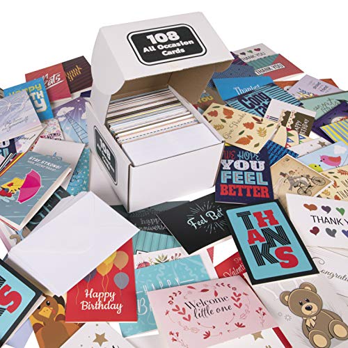 Kangaroo 108 4x6 All Occasion Greeting Cards Assortment Box With Envelopes