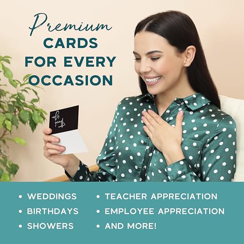 VNS Creations Thank You Cards With Envelopes - 100 Pack 4 x 6 Blank - Black - color: Black, size: 100 Pack - 4" x 6" (Value Pack)