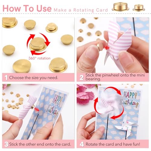 100 Pcs Mini Metal Rotating Bearings for Card Making, 360°Rotation Smooth Spin Mechanism Spinner for DIY Handmade Crafts Paper Cards Scrapbooking Jewelry Making Nail Arts Crafts Supplies Crafting Tool - color: 100 Pcs, size: 10mm