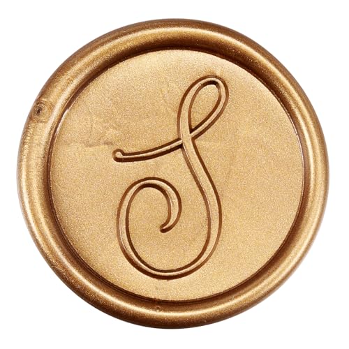 Yoption Handwritten Initial Alphabet Wax Seal Stamp, Letter S | Brass Head and Wooden Handle Sealing Stamp for Wedding Invitations, Envelopes, Christmas Cards, Gift Wrapping, Snail Mails - style: S