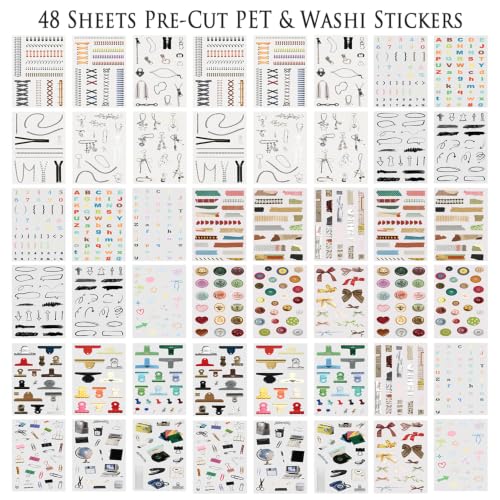 50 Sheets Precut Reading Journal Sticker Book, Vintage Scrapbook Kit - color: Reading Journal Book
