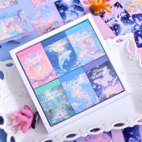 6 Sets 300 Sheets Washi Stickers for Journaling, Colorful Ocean Sticker Book with Sea Creatures, Dreamy Style Scrapbook Sticker Set for Bullet Journal Art Diary Card Craft Gifts Planner Notebook - style: Ocean Style