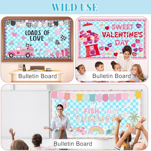 Blue Checked Bulletin Board Roll Non-Woven Fabric Poster 15.55" x20ft - color: Blue Checked, size: 236.2" x 15.6"