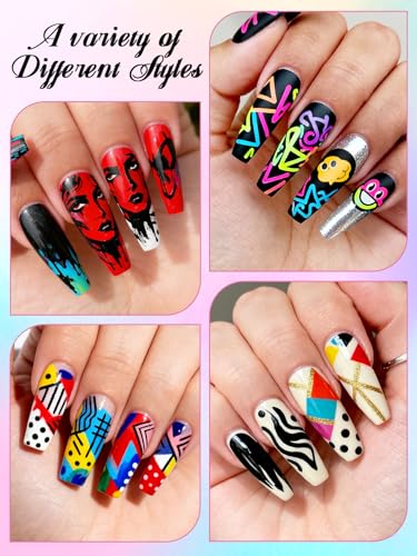 EBANKU 12 Colors Nail Art Pens Set, Nail Polish Pens Quick-Drying Nail Art Markers Acrylic Paint Nail Point Graffiti Dotting Liner Pen for DIY Nail Art Beauty Adorn Manicure Tools - color: 12P(C)