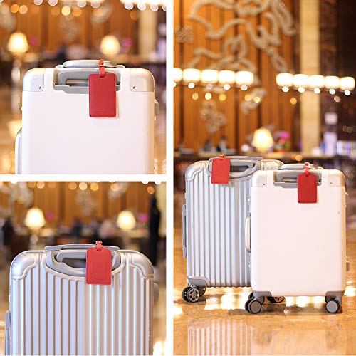 Vigorport Luggage Tags, Leather Personalized Suitcase Tag Set of 4 Pack - color: Red