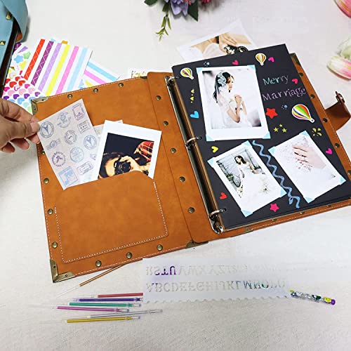 ZEEYUAN Mothers' Day Gift Leather Scrapbook Album, Purple Scrap Book Gift for Mom Grandma Couples Photo Memory Book Anniversary Wedding Scrapbook - color: Light Purple