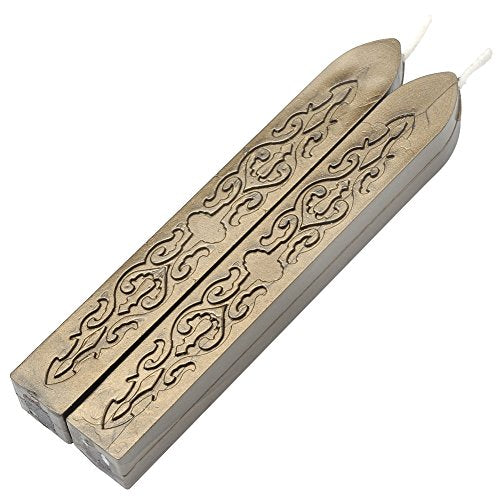 Yoption 5Pcs Bronze Sealing Wax Sticks with Wicks for Wax Seal Stamp | Embossed Pattern Wax Sticks for Wedding Invitation, Christmas Card, Envelope, Snail Mail, Wine Package, Gift Wrapping - color: Bronze