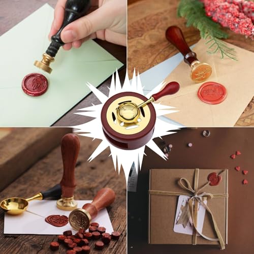 4-Piece Wax Seal Kit with Wooden Furnace, Spoon, Stirrer & Silicone Pad