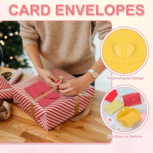 PATIKIL Mini Card Envelopes 4"x2.8", Cute Cards Holder with Heart Clasp for Birthday Weddings Favors Business Greeting Cards (Yellow, Pack of 50) - color: Yellow