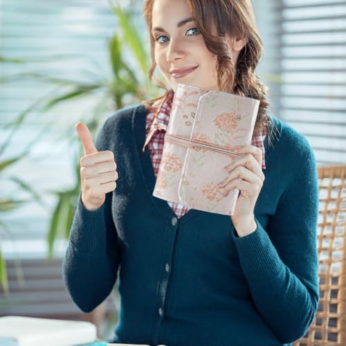 SUPERFINDINGS A5 Binder Refillable Planner Notebook 1PC Cloth Light Coral Flower 6 Ring Binder Cover with 90 Sheets Inner Page Papers and 1PC Pocket A5 Loose Leaf Personal Planner Embroidery Journal - color: Light Coral