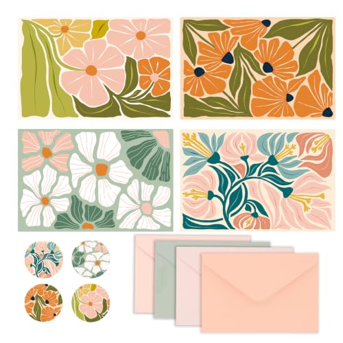 40 Pack Blank Cards and Envelopes, 4x6 in Thank You Card with Stickers - style: Floral Blank Card