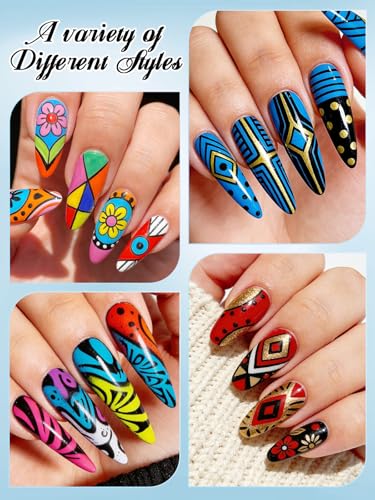 EBANKU 24 Pcs Nail Art Pens Set, Nail Polish Pens Quick-Drying Nail Art Markers Acrylic Paint Nail Point Graffiti Dotting Liner Pen No Squeeze Needed for Christmas Party - color: G