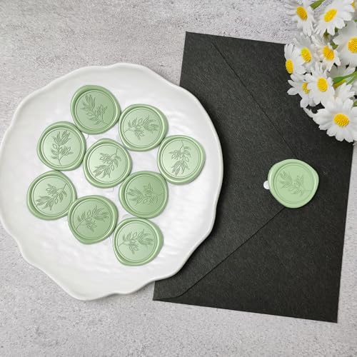 Pollize 50Pcs Wax Seal Stickers, Wedding Invitation Envelope Stickers - color: Green