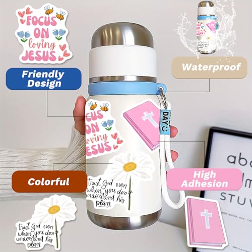 Bible Verse Stickers 200 Pcs Christian Scripture Sticker Pack, Waterproof Vinyl Stickers for Water Bottles Devotion Notebook Scrapbooking Prayer Journal Planner Laptop Kindle Tablet Bible Workbook etc