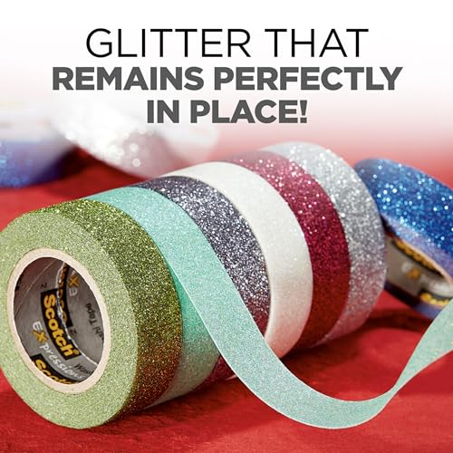 Scotch Expressions Glitter Washi Tape, Arts and Crafts Tape, .59 in x 196 in, Hot Pink Glitter, 6 Rolls (Pack of 6) - color: Hot Pink, size: .59" x 393" (Pack of 6)