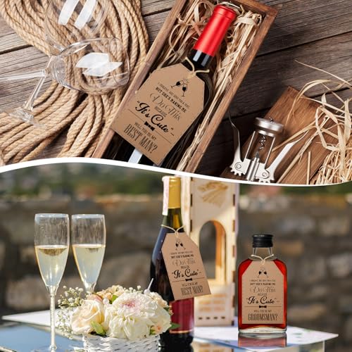 Feifeiya 10 Pcs Groomsman Proposal Card Label Set Groomsman Gift and Bridesmaid Gift 6" x 4" Proposal Box Hang Tag Bottle Label for Wedding Supplies (She Makes Me Do This)