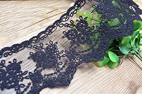 Lace Trim Ribbon, 5-Yard Lace Ribbon, Lace Fabric, Black - color: Black