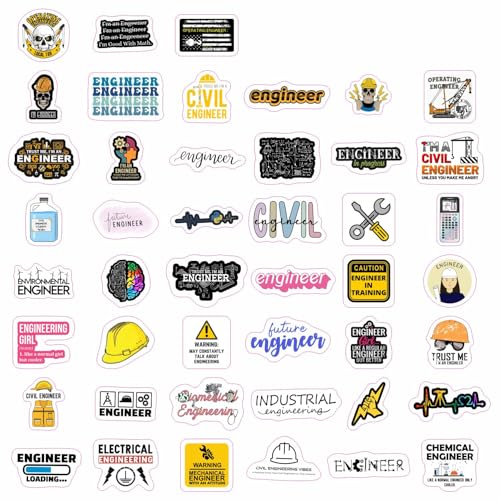 100Pcs Funny Engineering Stickers for Water Bottles - Waterproof Vinyl Engineer Laptop Decals, Engineer Gifts for Women, Engineering Party Favors, Gifts for Women & Men - color: Engineering Stickers