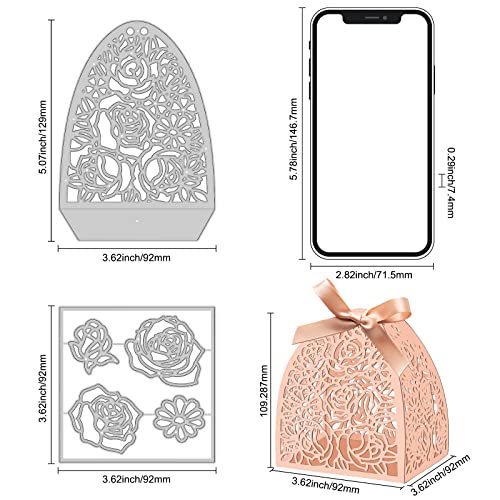 INFUNLY Candy Box Die Cuts Rose 3D Gift Box Metal Cutting Die Flower DIY Christmas Decorative Favour Box Dies for Wedding Party Valentine's Halloween Birthday Decor - color: Candy Box Die Cuts