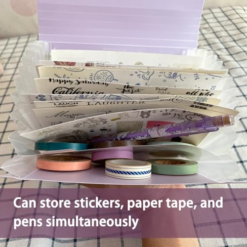 13-Pockets Sticker Storage Organizer,washi Tape Organizer,Expandable Accordion File Folder Sticker Book,Collecting for Storage Invoice/Receipt/Cards/Coupon/Tickets (Blue) - color: Blue