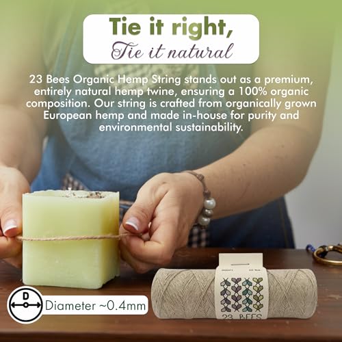 100% Organic Hemp Cord, Twine, String for Jewelry, Beading, Macrame, Crafts, 23 Bees (10 lb.) Natural - size: 300ft x 10 lb.