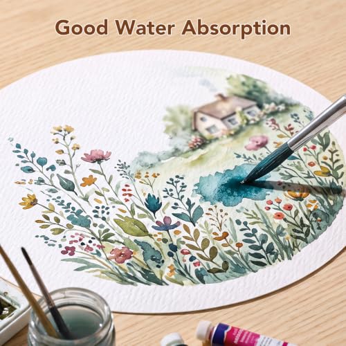 80 Sheets Round Watercolor Paper, 6 Inch, 110 Lb/230 GSM, White - size: Round/6 in