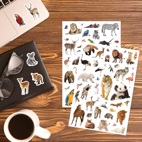 Wild Animals Stickers 750 Count Safari Jungle Animal Woodland Wildlife Zoo Creatures Stickers Party Favors Gifts Sticky Decor for Scrapbook Calendar Planner Gift Wrap Decor - color: Wild