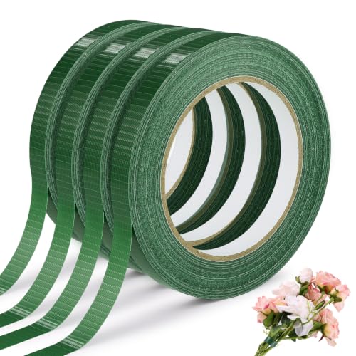 Prudiut 4 Roll Green Floral Tape Waterproof Florist Tape, 1/2" Wide Flower Wrap Tape Floral Tape Bulk for Fresh Flower Bouquet Wrap Flower Arrangements Crafts (98Ft/30Yd) - size: 4 rolls/0.5in