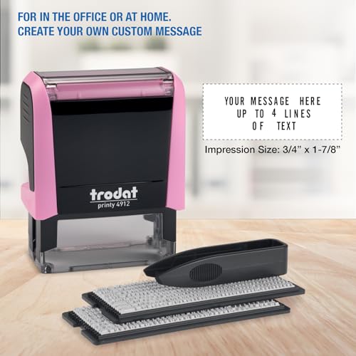 Trodat Printy 4912 Self Inking DIY Stamp Kit – Black Ink, 3/4” x 1-7/8” - color: Pastel Pink
