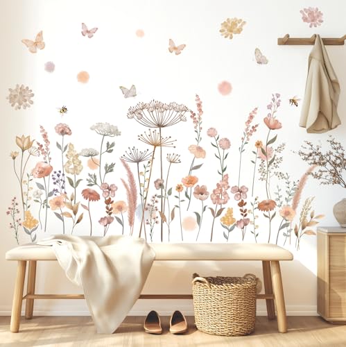 DECOWALL Watercolor Boho Wildflower Wall Stickers Decals (SG2-2421) - color: Watercolor Boho Flowers