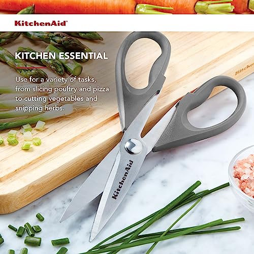 KitchenAid All Purpose Kitchen Shears with Protective Sheath Durable Stainless Steel Scissors, Dishwasher Safe, Soft Grip Comfort Handle, 8.72 Inch, Gray - color: Gray, size: 1 Pack
