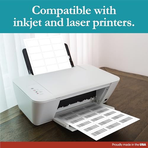 Premium Label Supply White Sticker Rectangle Labels – 2.5" x 1.563" – Laser/Inkjet Compatible – (18 per Sheet), 100 Sheets – 1,800 Total Adhesive Labels - size: 1800 Labels