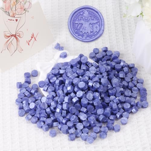 Ice Purple Wax Seal Beads, HOSEALING Premium 360pcs Sealing Beads for Wax Seal Stamp, Purple Sealing Wax Pellets Refill Pack for Wax Seal Kit, Wedding Invitations, Envelope Letter Sealing - color: Ice Purple
